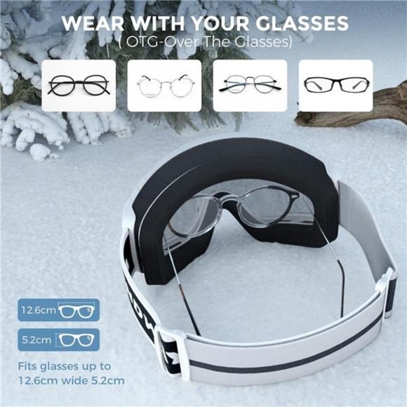 Findway OTG Ski Goggles, snow/Snowboard Goggles for Men, Women Youth [Upgraded] - Picture 3 of 8